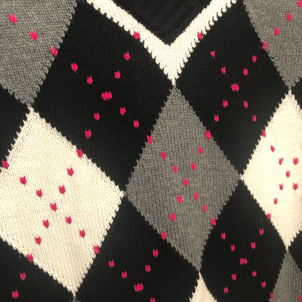 DKNY JEANS Womens XS V-Neck Argyle Preppy Sweater Long Sleeve Pullover NWOT - Picture 5 of 16
